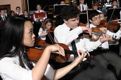 Sixth Form students in the orchestra